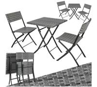 TecTake® Salon de Jardin Extérieur en Poly Rotin pour 2 Personnes - Ensemble Chaise et Table Pliables - Mobilier pour Amenagement Balcon Terrasse Veranda