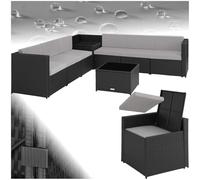 Tectake Salon en rotin Verona - noir