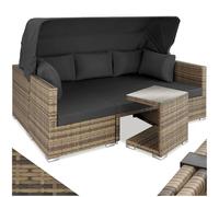 Canapé de jardin Lounge en rotin Avec cadre aluminium marron naturel