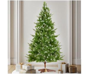 tectake® Sapin de Noel Artificiel 180 cm Type Nordmann Vert avec Pointes enneigés avec Pied en Bois Branches denses & réalistes Arbre de Noel Sapin de Noel Artificiel pour Décoration Noel