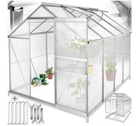 Serre de jardin - TECTAKE - Serre d'extérieur en polycarbonate surface 7,7 m³ porte coulissante 185 x 250 x 195 cm avec fondation