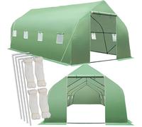 tectake® Serre de Jardin 18m2 Tunnel en Acier Thermo-Laqué & Plastique Anti UV avec 8 fenêtres latérales pour Potager Exterieur Serre d'hivernage Tente Abri pour Plantes Serre à semis 600x300x205cm
