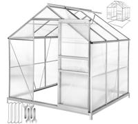 tectake® Serre de Jardin avec Base en Aluminium Polycarbonate pour Potager Exterieur Serre de Jardin pour Hivernage Tente Abri pour Les Plantes Serre à semis Jardinage - 190x185x195 cm