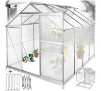 tectake® Serre de Jardin avec Base en Aluminium Polycarbonate pour Potager Exterieur Serre de Jardin pour Hivernage Tente Abri pour Les Plantes Serre à semis Jardinage - 250x185x195 cm