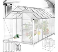 tectake® Serre de Jardin avec Base en Aluminium Polycarbonate pour Potager Exterieur Serre de Jardin pour Hivernage Tente Abri pour Les Plantes Serre à semis Jardinage - 375x185x195 cm
