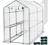 tectake® Serre de Jardin en Acier Thermo-Laqué & Plastique Anti UV avec 4 Grilles métal pour Potager Exterieur Serre de Jardin pour Hivernage Tente Abri pour Les Plantes Serre à semis - 186x120x190cm