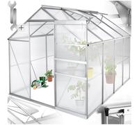 tectake® Serre de Jardin en Aluminium Polycarbonate pour Potager Exterieur Serre de Jardin pour Hivernage Tente Abri pour Les Plantes Serre à semis Jardinage - 250x185x195 cm