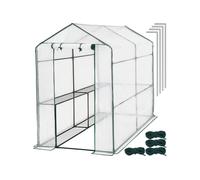 TECTAKE Serre de jardin souple 3,6 m³ avec 4 étagères blanc