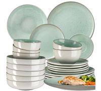tectake® Service de table 24 pièces pour 6 personnes, Petites et Grandes Assiettes, Assiette creuse, Bols, Service vaisselle en faience, Vaisselle et Arts de la table, Set assiette et Bol, Sable