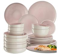 tectake® Service de table 24 pièces pour 6 personnes, Petites et Grandes Assiettes, Assiette creuse, Bols, Service vaisselle en faience, Vaisselle et Arts de la table, Set assiette et Bol, Menthe