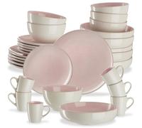 tectake® Service de table pour 6 personnes 30 pcs, Petites et Grandes Assiettes, Assiette creuse, Bols, Tasses, Service vaisselle en faience, Vaisselle et Arts de la table, Set assiette et Bol, Menthe