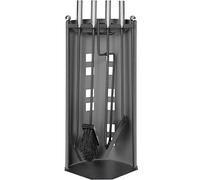 tectake Set de 5 Outils pour Cheminée, Résistants à la Chaleur et Facile à Nettoyer, Poignées en Acier Inoxydable Brossé, Système de Rangement Ordonné
