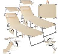 Lot de 2 bains de soleil pliable beige