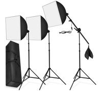 tectake® Set de 3X Soft Box pour Studio Photo Eclairage Video Boite Lumiere Studio Professionnel en Aluminium Kit Accessoires Photographie Flash Studio Photo, Trépieds et Sac de Rangement