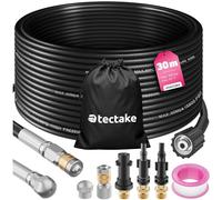 tectake® Set de Tuyau fléxible 30m pour nettoyeurs haute-pression Déboucheur canalisation Déboucheur evier Déboucheur WC Douche avec 2 buses & 3 adaptateurs, Accessoires nettoyeurs haute pression