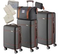tectake® Set de Valise de Voyage 13 Pcs. Valise Grande Taille Valises soute Valises Cabine Petites et Grandes valises Sacs de Voyage Maternité ABS avec roulettes 360° Poignée télescopique Cadenas TSA