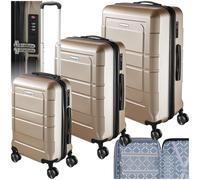 tectake® Set de Valise de Voyage 3 Pcs. Serrure à combinaison Valise Grande Taille Valise soute Valise Cabine Petite Valise Sacs de Voyage Valise Maternité ABS avec roulettes 360° Poignée télescopique