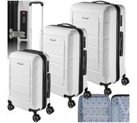 Valise - TECTAKE - Set de valises de voyage BRICE en plastique abs 52 x 35 x 75 cm - Blanc