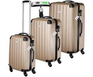 tectake® Set de Valises de Voyage 3 Pcs. Valise Grande Taille, Soute, Cabine Petite Valise Sacs de Voyage Valises Maternité ABS avec roulettes 360° Poignée télescopique Pèse Bagage