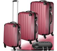 Tectake Set de 3 Valises Trolley Rigides - ABS - rouge