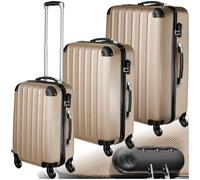 TecTake® Set de Valise de Voyage 3 Tailles Valise Grande Taille Valise Cabine Petite Valise Sacs de Voyage Valise Maternité ABS avec roulettes Pivotantes 360° Cadenas Poignée télescopique