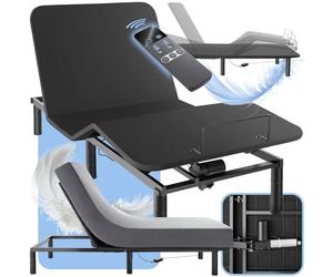 tectake® Sommier 90x200 électrique Pliable pour Lit Adulte, Lit ado ou Lit Enfant avec Moteur Silencieux & télécommande, Éclairage indirect LED, Repose Pieds Variable Lit Pliant Sommier Pliable