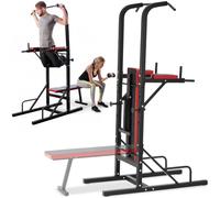 tectake® Station de Musculation Cage de Musculation Banc de Musculation Pliable Barre de Tractions Appareil Musculation Banc d'haltères Barre Musculation Sport Maison Fitness 180 x 95 x 210 cm