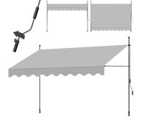tectake Store banne sans Perçage Auvent Marquise Retractable avec Manivelle Multi-Fonction Store latéral Enroulable Brise Vue Brise Soleil Opaque en Aluminium - Gris Clair, 350 x 180 cm