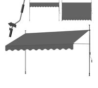 tectake Store banne sans Perçage Auvent Marquise Retractable avec Manivelle Multi-Fonction Store latéral Enroulable Brise Vue Brise Soleil Opaque en Aluminium - Noir/Gris, 400 x 180 cm