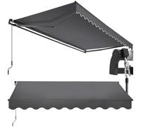 tectake® Store banne Manuel Marquise avec Manivelle Auvent de terrasse Pare Soleil Multi-Fonction Store Exterieur terrasse Enroulable Brise Soleil en Aluminium laqué époxy - Gris foncé, 300 x 250 cm