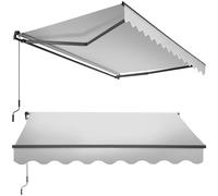 tectake® Store banne Manuel Marquise avec Manivelle Auvent de terrasse Pare Soleil Multi-Fonction Store Exterieur terrasse Enroulable Brise Soleil en Aluminium laqué époxy - Gris Clair, 250 x 200 cm