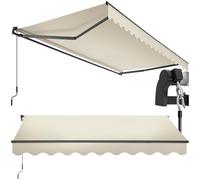 tectake® Store banne Manuel Marquise avec Manivelle Auvent de terrasse Pare Soleil Multi-Fonction Store Exterieur terrasse Enroulable Brise Soleil en Aluminium laqué époxy - Beige, 300 x 250 cm