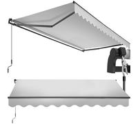 tectake® Store banne Manuel Marquise avec Manivelle Auvent de terrasse Pare Soleil Multi-Fonction Store Exterieur terrasse Enroulable Brise Soleil en Aluminium laqué époxy - Gris Clair, 300 x 250 cm