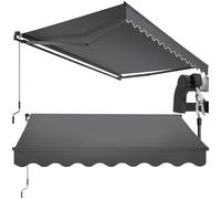 tectake® Store banne Manuel Marquise avec Manivelle Auvent de terrasse Pare Soleil Multi-Fonction Store Exterieur terrasse Enroulable Brise Soleil en Aluminium laqué époxy - Gris foncé, 250 x 200 cm