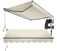 tectake® Store banne Manuel Marquise avec Manivelle Auvent de terrasse Pare Soleil Multi-Fonction Store Exterieur terrasse Enroulable Brise Soleil en Aluminium laqué époxy - Beige, 250 x 200 cm