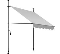 tectake Store banne sans Perçage Auvent Marquise Retractable avec Manivelle Multi-Fonction Store latéral Enroulable Brise Vue Brise Soleil Opaque en Aluminium - Gris Clair, 150 x 180 cm