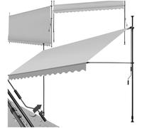 tectake Store banne sans Perçage Auvent Marquise Retractable avec Manivelle Multi-Fonction Store latéral Enroulable Brise Vue Brise Soleil Opaque en Aluminium - Gris Clair, 400 x 180 cm