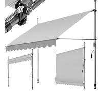 tectake Store banne sans Perçage Auvent Marquise Retractable avec Manivelle Multi-Fonction Store latéral Enroulable Brise Vue Brise Soleil Opaque en Aluminium - Gris Clair 250 x 180 cm