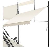 tectake Store banne sans Perçage Auvent Marquise Retractable avec Manivelle Multi-Fonction Store latéral Enroulable Brise Vue Brise Soleil Opaque en Aluminium - Beige, 300 x 180 cm