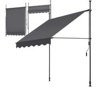 tectake Store banne sans Perçage Auvent Marquise Retractable avec Manivelle Multi-Fonction Store latéral Enroulable Brise Vue Brise Soleil Opaque en Aluminium - Noir/Gris, 150 x 180 cm
