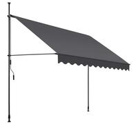 tectake Store banne sans Perçage Auvent Marquise Retractable avec Manivelle Multi-Fonction Store latéral Enroulable Brise Vue Brise Soleil Opaque en Aluminium - Noir/Gris, 300 x 180 cm