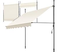 tectake Store banne sans Perçage Auvent Marquise Retractable avec Manivelle Multi-Fonction Store latéral Enroulable Brise Vue Brise Soleil Opaque en Aluminium - Beige, 200 x 180 cm