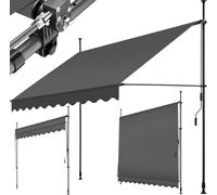 tectake Store banne sans Perçage Auvent Marquise Retractable avec Manivelle Multi-Fonction Store latéral Enroulable Brise Vue Brise Soleil Opaque en Aluminium - Noir/Gris, 250 x 180 cm