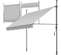 tectake Store banne sans Perçage Auvent Marquise Retractable avec Manivelle Multi-Fonction Store latéral Enroulable Brise Vue Brise Soleil Opaque en Aluminium - Gris Clair, 200 x 180 cm