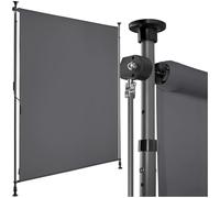 tectake® Store banne sans Perçage Vertical avec Manivelle Multi-Fonction Store Vertical Enroulable Brise Soleil Brise Vue Jardin Brise Vue Balcon Opaque en Acier laqué époxy - Gris foncé, 120 x 310 cm