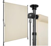 tectake® Store banne sans Perçage Vertical avec Manivelle, Multi-Fonction Store Vertical Enroulable Brise Soleil Brise Vue Jardin Balcon Opaque en Acier laqué époxy - Beige, 120 x 310 cm