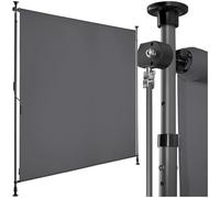 tectake® Store banne sans Perçage Vertical avec Manivelle Multi-Fonction Store Vertical Enroulable Brise Soleil Brise Vue Jardin Brise Vue Balcon Opaque en Acier laqué époxy - Gris foncé, 150 x 310 cm