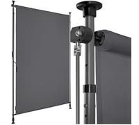 tectake® Store banne sans Perçage Vertical avec Manivelle Multi-Fonction Store Vertical Enroulable Brise Soleil Brise Vue Jardin Brise Vue Balcon Opaque en Acier laqué époxy - Gris foncé, 100 x 310 cm