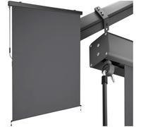 tectake® Store banne Vertical avec Manivelle, Multi-Fonction Store Vertical Enroulable Brise Soleil Brise Vue Jardin Brise Vue Balcon Opaque en Acier laqué époxy - Gris foncé, 140 x 250 cm