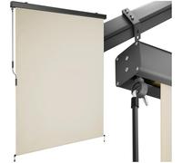 tectake® Store banne Vertical avec Manivelle, Multi-Fonction Store Vertical Enroulable Brise Soleil Brise Vue Jardin Brise Vue Balcon Opaque en Acier laqué époxy - Beige, 140 x 250 cm